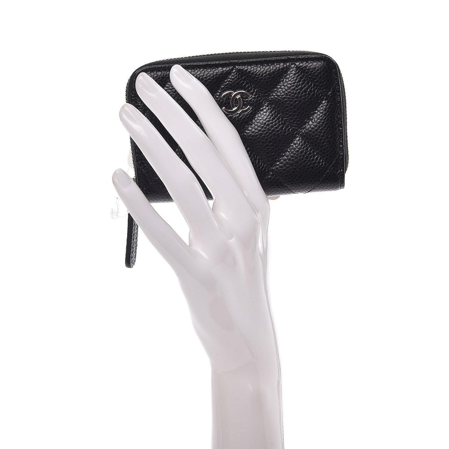 Caviar Quilted Zip Coin Purse Black