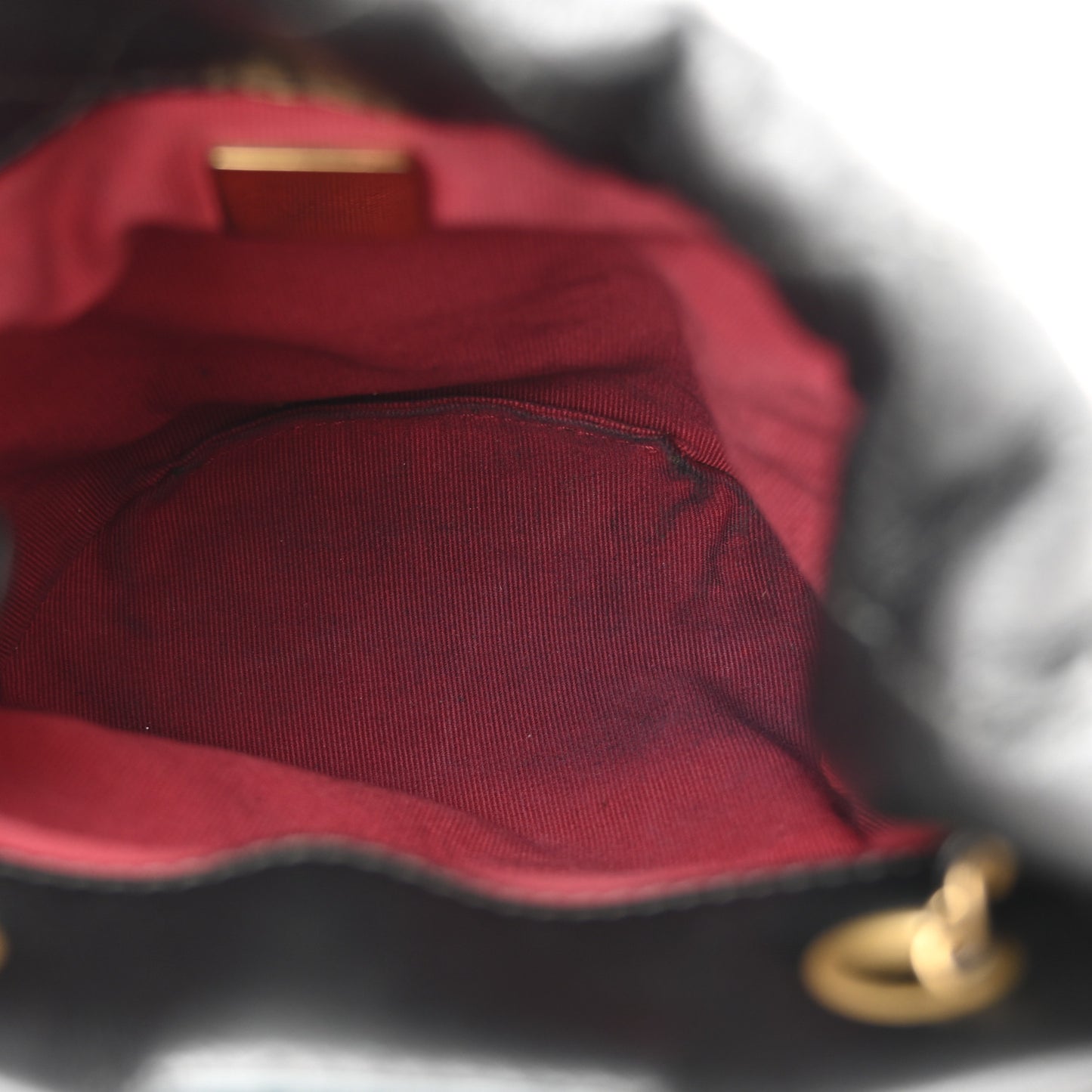 Metallic Lambskin Quilted Pearl Crown Drawstring Bag Anthracite