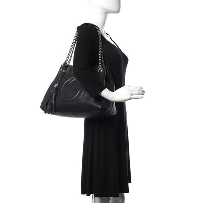 Gucci Pebbled Calfskin Medium Soho Chain Shoulder Bag Black 2 of 14
