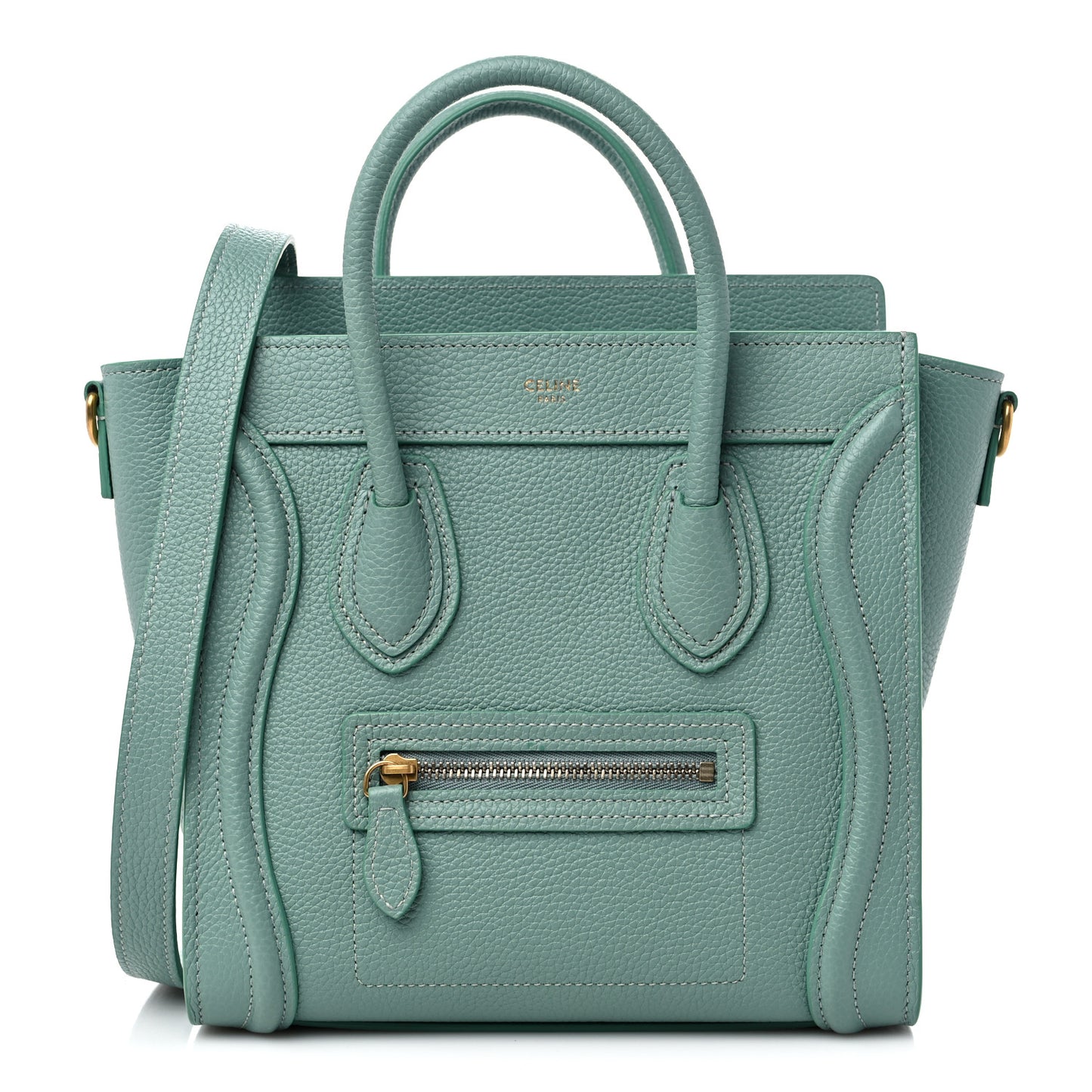 Drummed Calfskin Nano Luggage Ice Mint