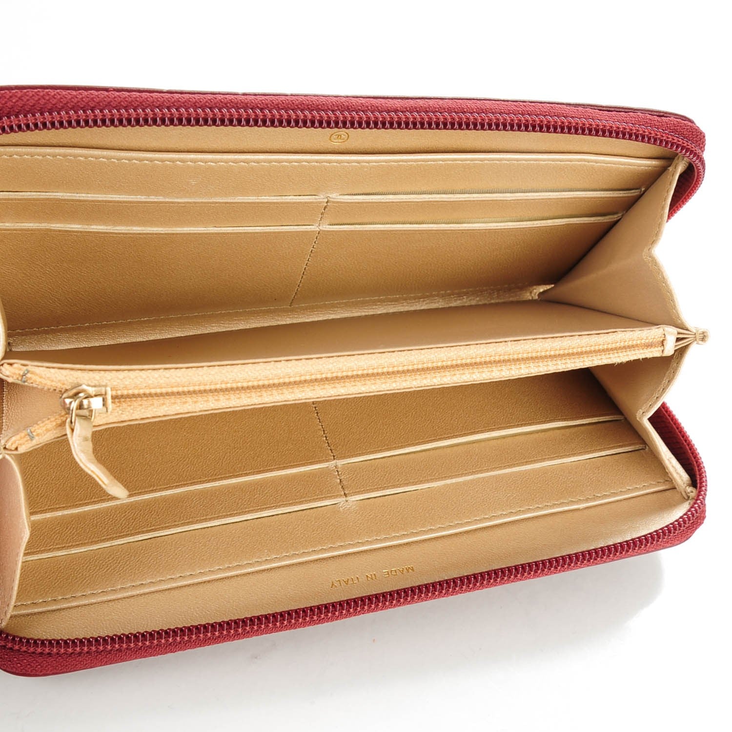 Chanel Lambskin Camellia Embossed Large Gusset Zip Around Wallet Red 5 of 9