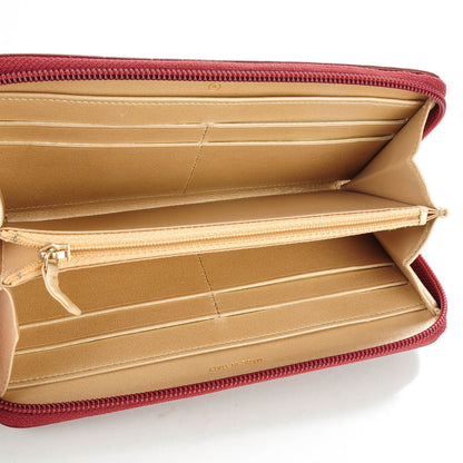 Chanel Lambskin Camellia Embossed Large Gusset Zip Around Wallet Red 5 of 9