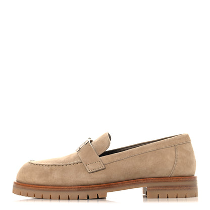 Hermes Suede Goatskin Womens Faubourg Loafers 38 Beige Argile 1 of 10