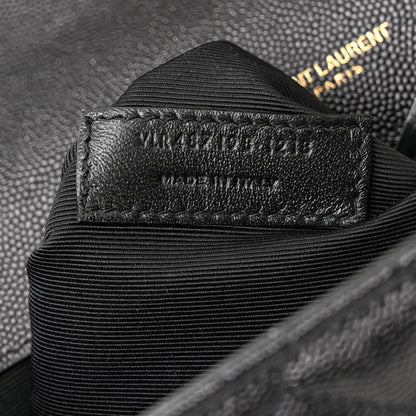 Saint Laurent Grain De Poudre Textured Mixed Matelasse Large Triquilt Monogram Satchel Black 7 of 10
