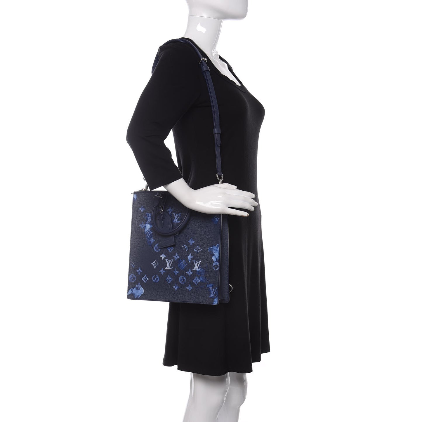 Monogram Ink Watercolor Sac Plat Zippé Blue