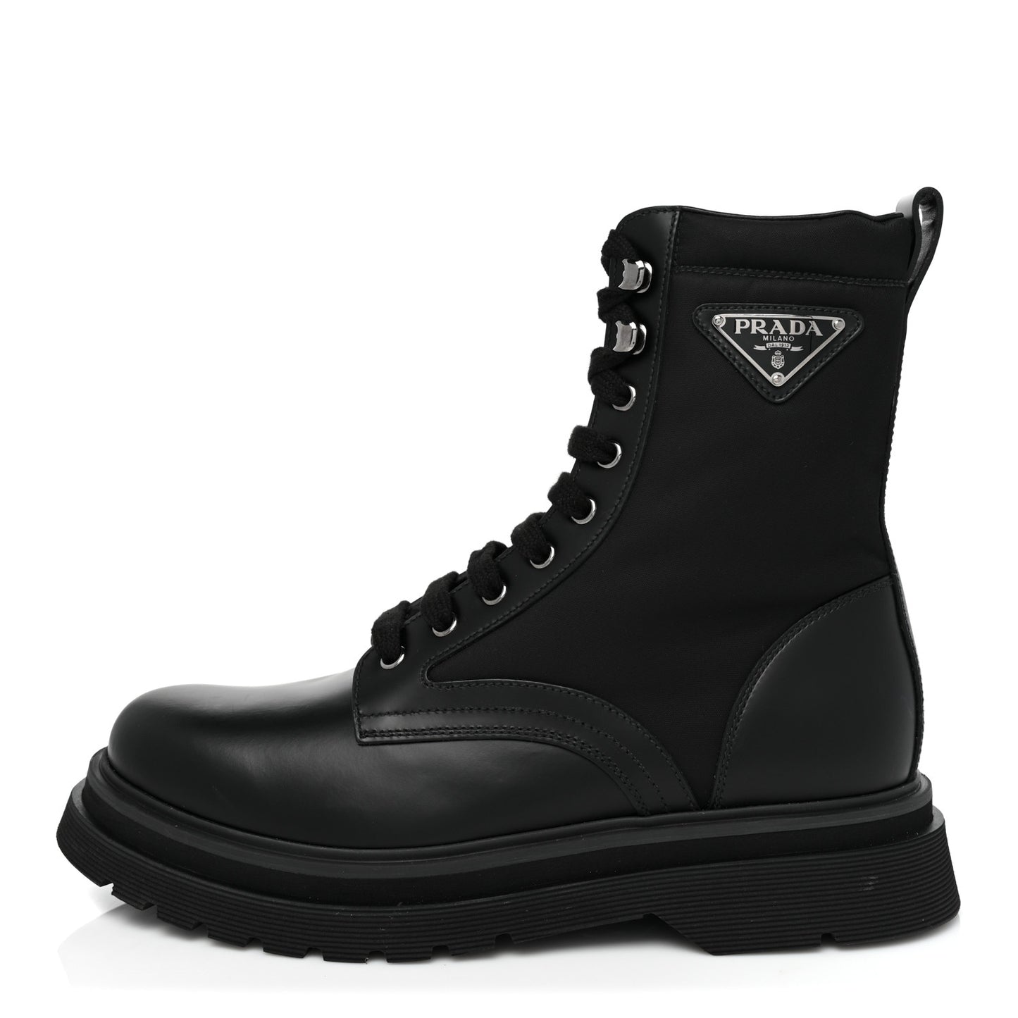 Spazzolato Rois Re-Nylon Metal Triangle Logo Mens 40mm Combat Boots 6 Black
