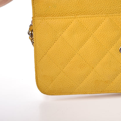Chanel Iridescent Caviar Quilted Wallet on Chain WOC Yellow 13 of 16