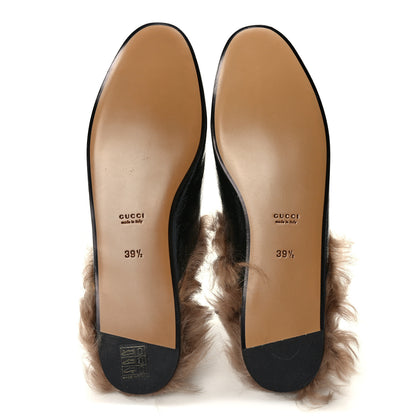 Gucci Patent Fur Womens Princetown Slippers 39.5 Black 5 of 7