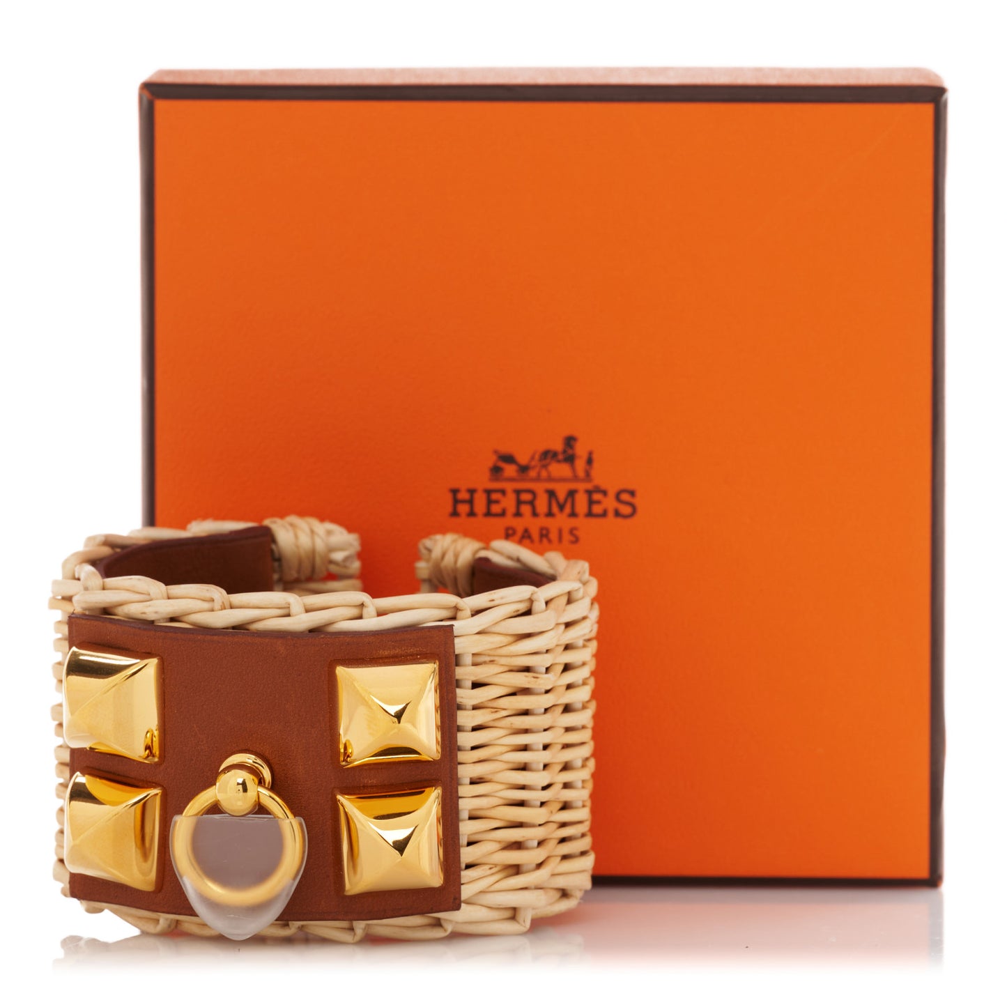Wicker Barenia Medor Picnic Cuff Bracelet T3 Fauve