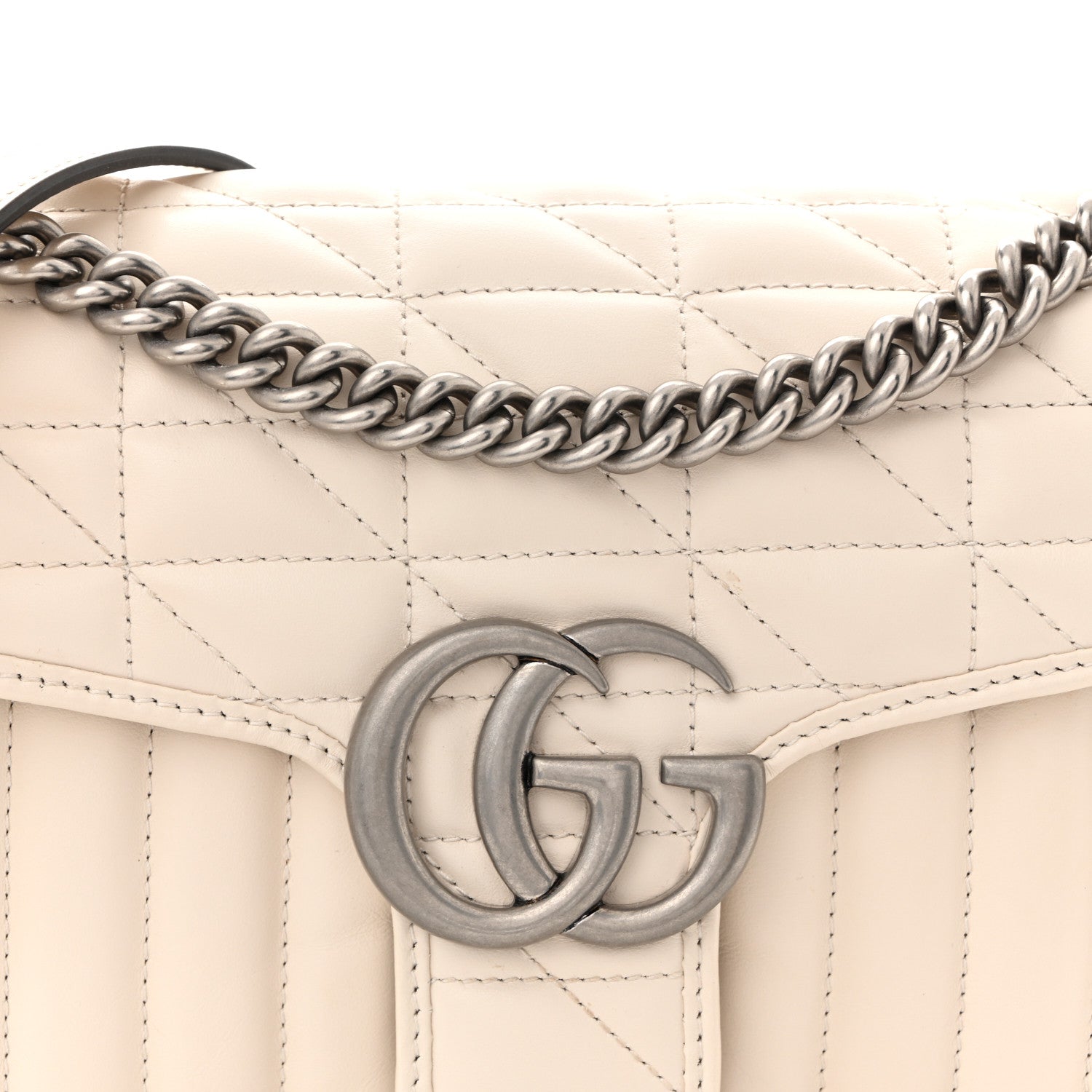 Gucci Calfskin Matelasse Aria Small GG Marmont Shoulder Bag Mystic White 8 of 11