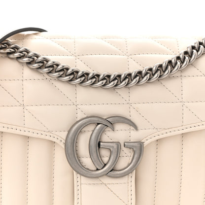 Gucci Calfskin Matelasse Aria Small GG Marmont Shoulder Bag Mystic White 8 of 11