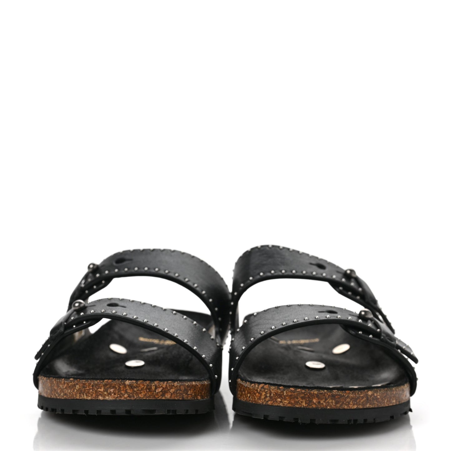 Calfskin Studded Jimmy Cross Slides 39.5 Black