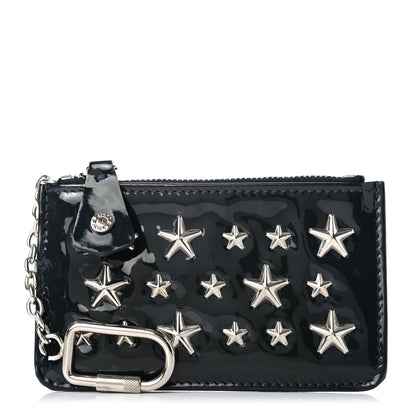 Jimmy Choo Patent Nancy Star Studded Key Pouch Navy Blue 1 of 7