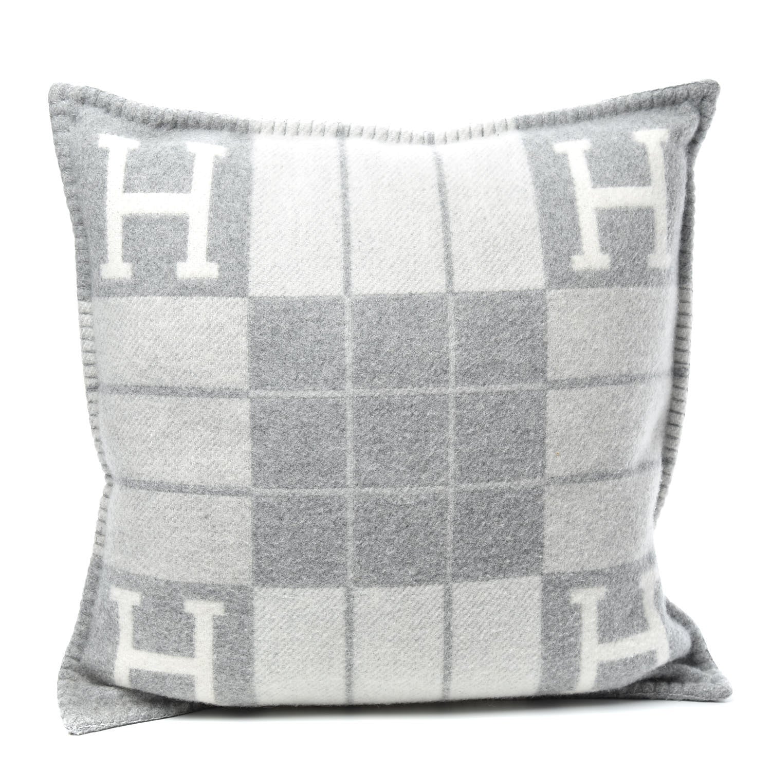 Hermes Wool Cashmere Avalon III Pillow PM Ecru Gris Clair 1 of 3