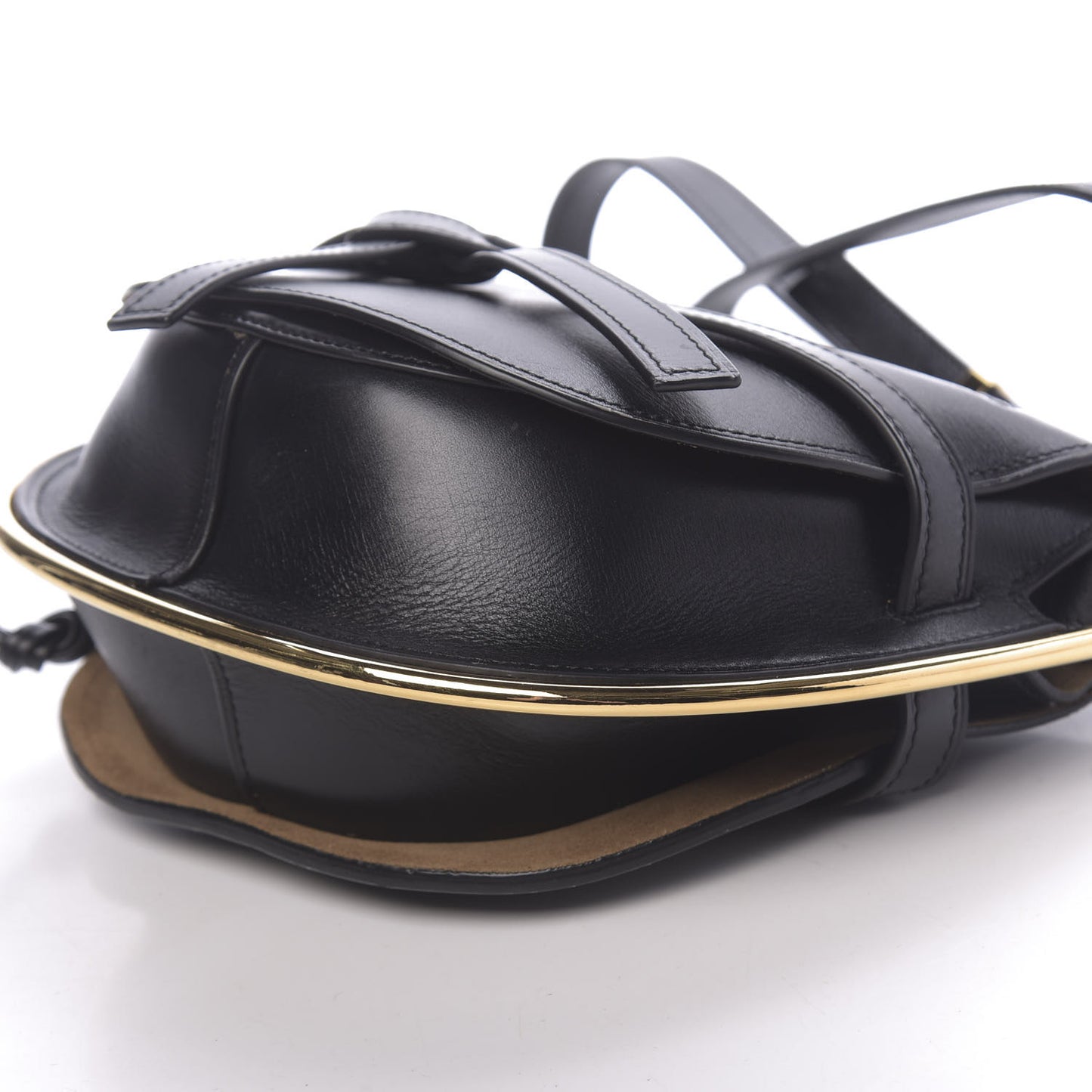 Calfskin Small Metal Gate Crossbody Bag Black