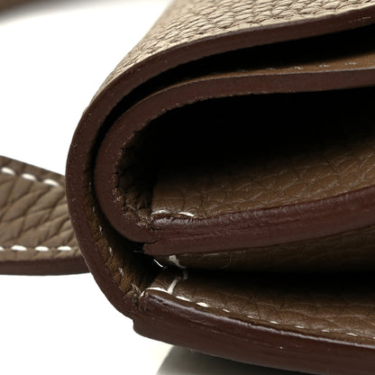 Hermes Taurillon Clemence Halzan 31 GM Etoupe 11 of 15