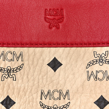 MCM Visetos Klara Crossbody Bag Beige Red 6 of 11