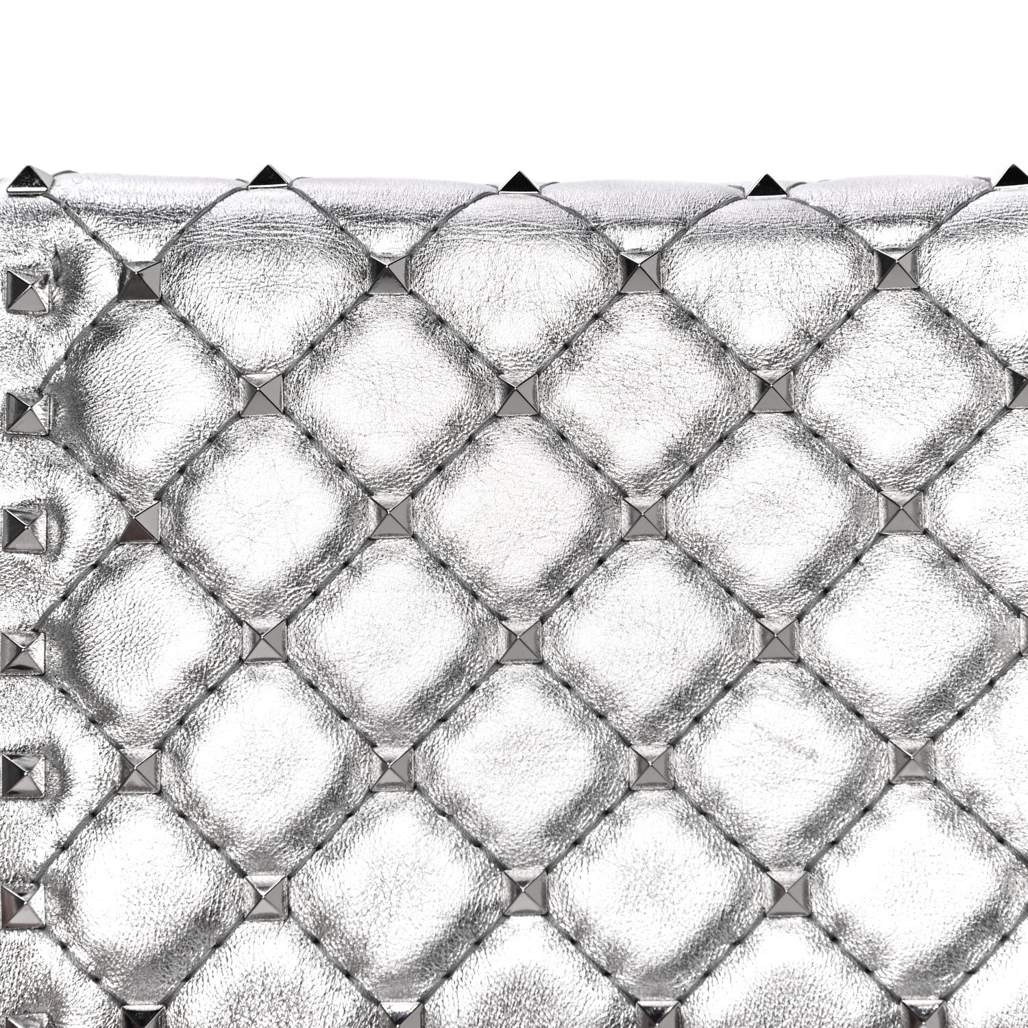 Valentino Garavani Metallic Nappa Rockstud Spike Wallet on Chain Silver 16 of 16