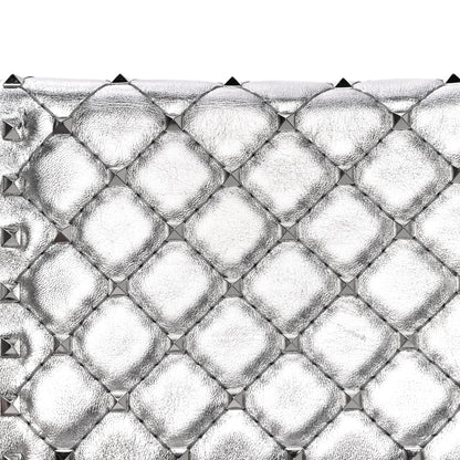 Valentino Garavani Metallic Nappa Rockstud Spike Wallet on Chain Silver 16 of 16