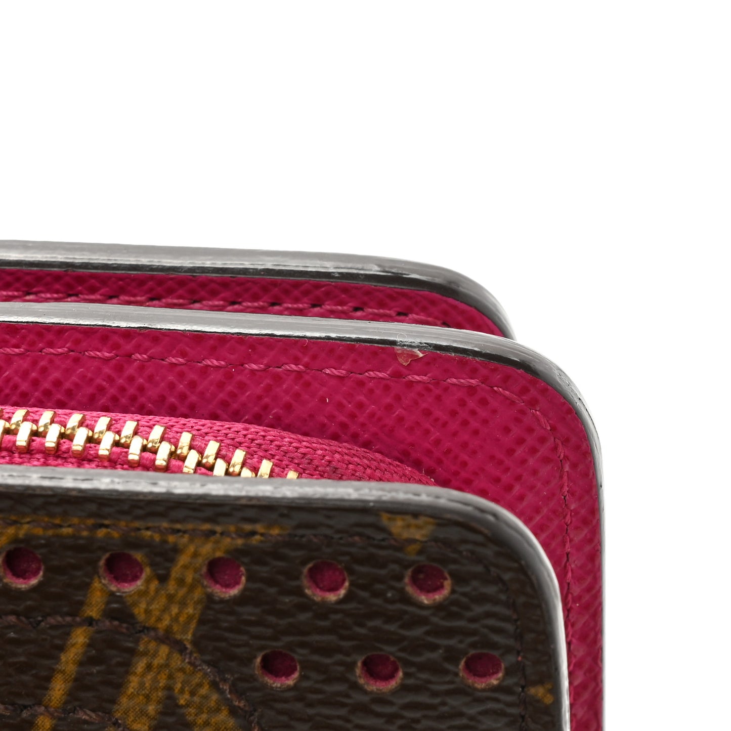 Monogram Perforated Compact Zipped Wallet Fuchsia
