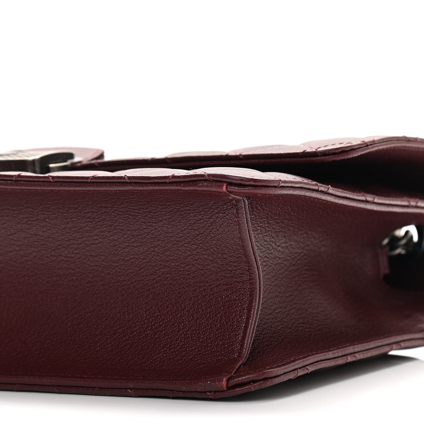Goatskin Quilted Large CC University Top Handle Flap Burgundy