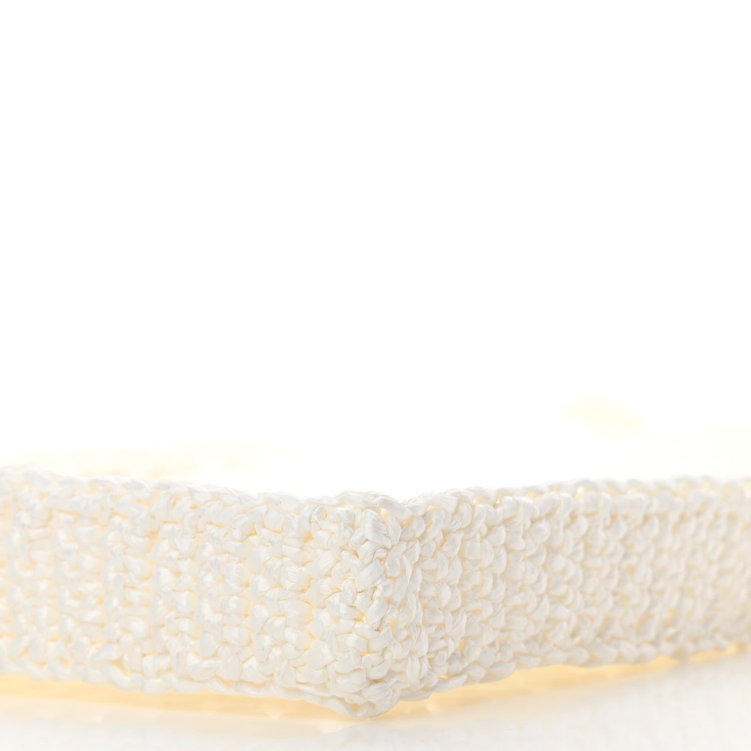 Prada Yarn Raffia Effect Crochet Logo Embroidered Tote Bag White 9 of 9