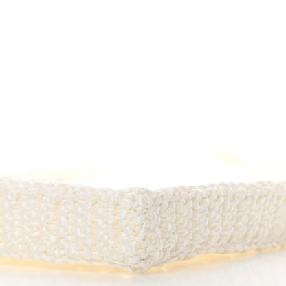 Prada Yarn Raffia Effect Crochet Logo Embroidered Tote Bag White 9 of 9