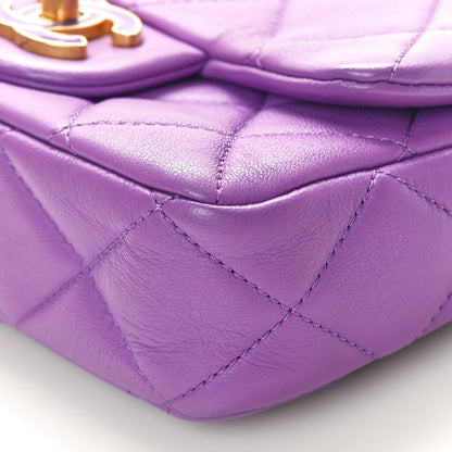 Chanel Lambskin Enamel Quilted Mini Pending CC Square Flap Purple 10 of 10