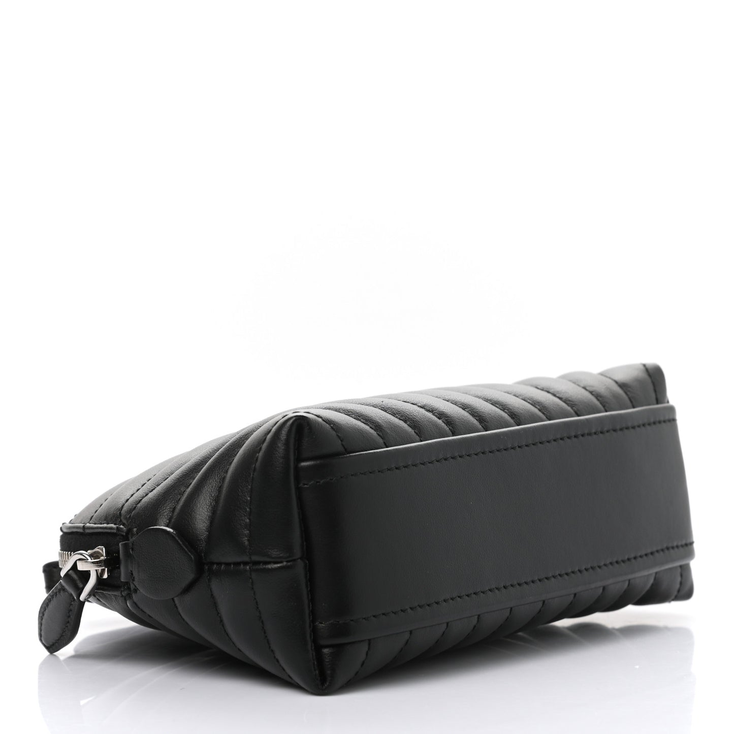 Soft Calfskin Diagramme Wristlet Pouch Bag Black