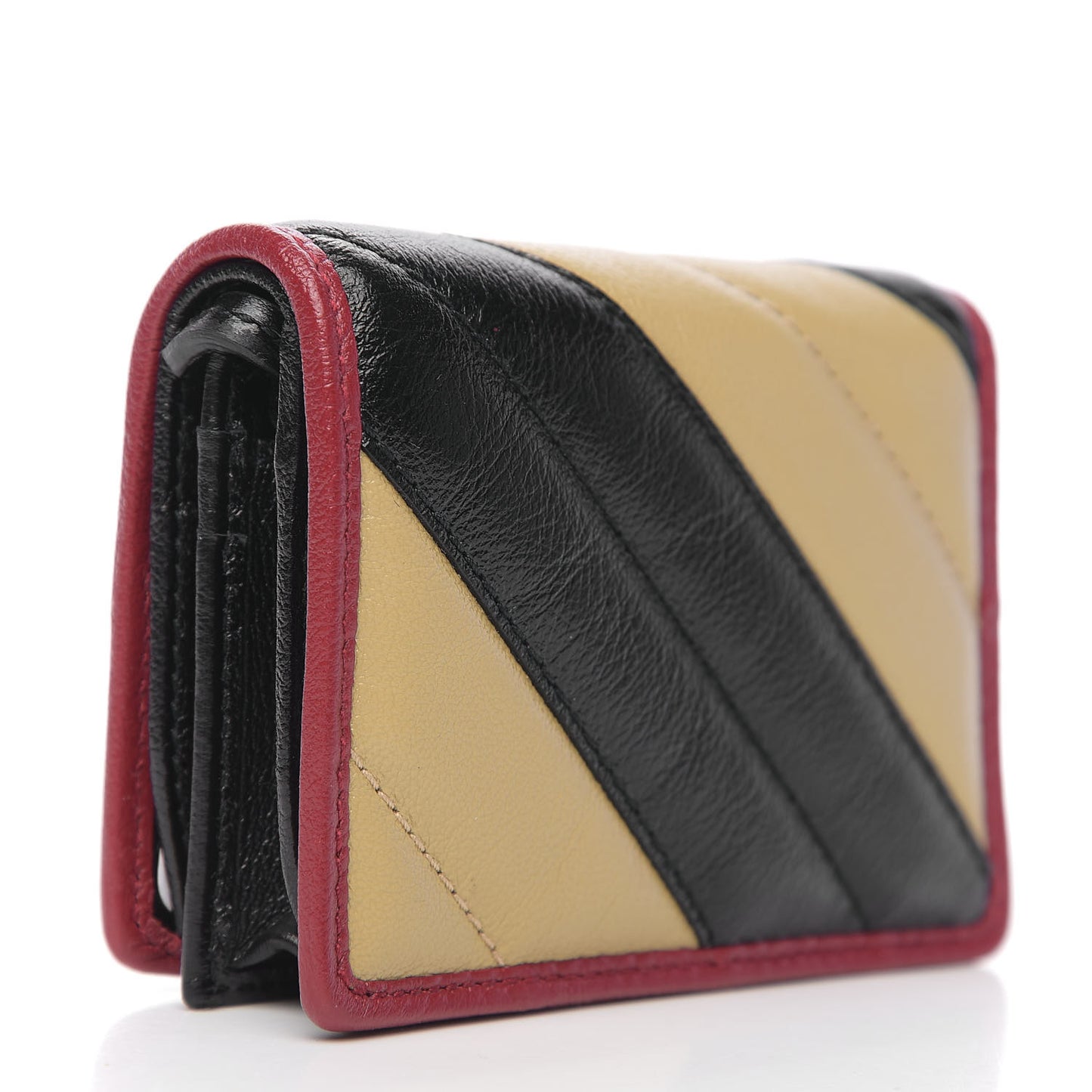 Azalea Calfskin Matelasse Diagonal Patchwork Torchon GG Marmont Card Case Wallet Black Beige Romantic Cerise