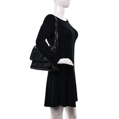 Saint Laurent Crinkled Calfskin Matelasse Monogram Medium Niki Chain Satchel Black 2 of 9