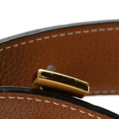 Hermes Box Togo 32mm Martelee Constance Belt 80 32 Black Gold 6 of 7