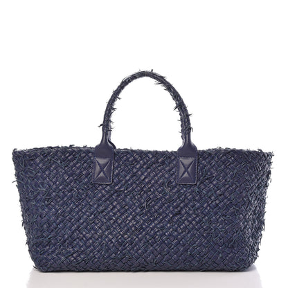 Bottega Veneta Chevre Intrecciato Fringe Netted Medium Cabat Tote Blue 3 of 21