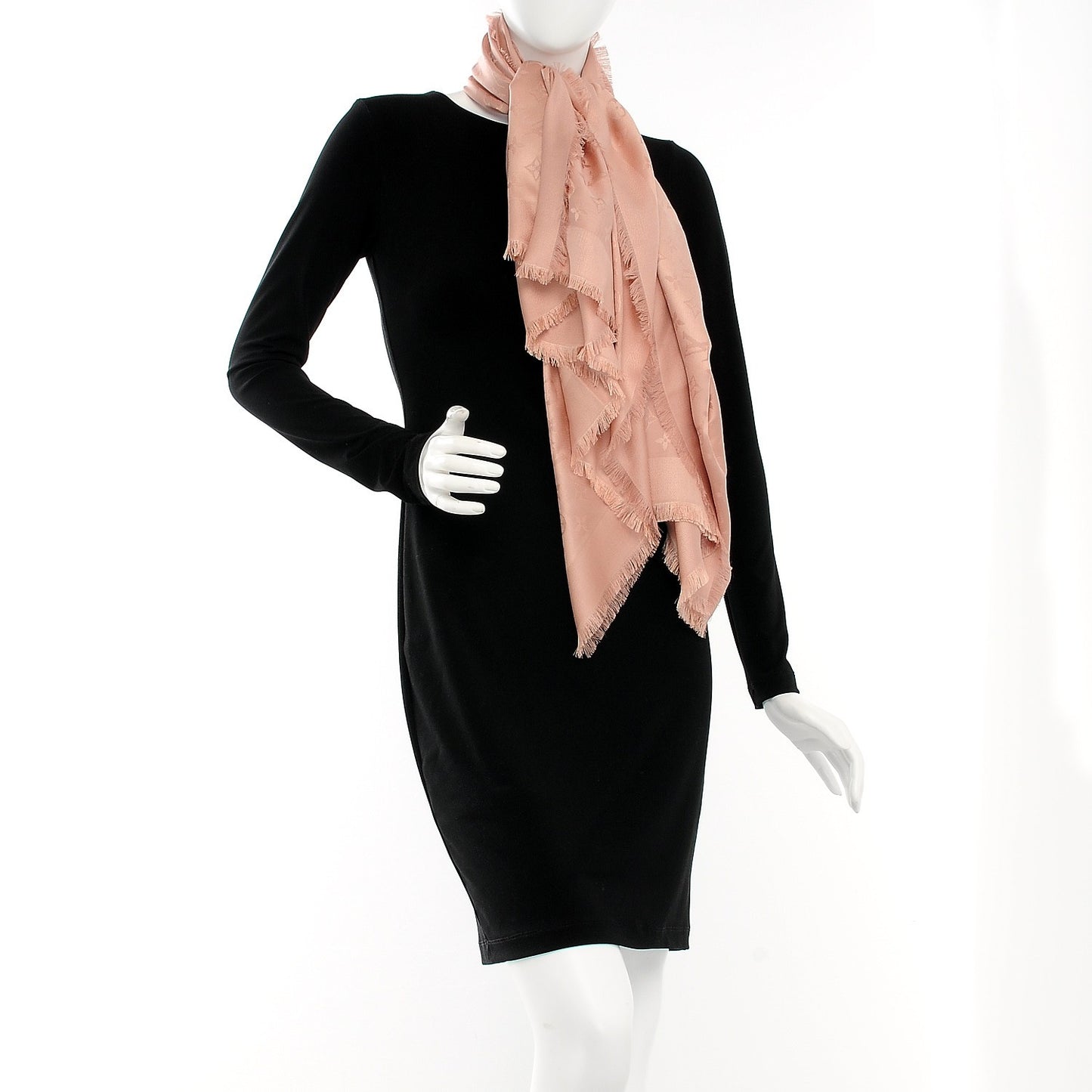 Wool Silk Monogram Shawl Natural