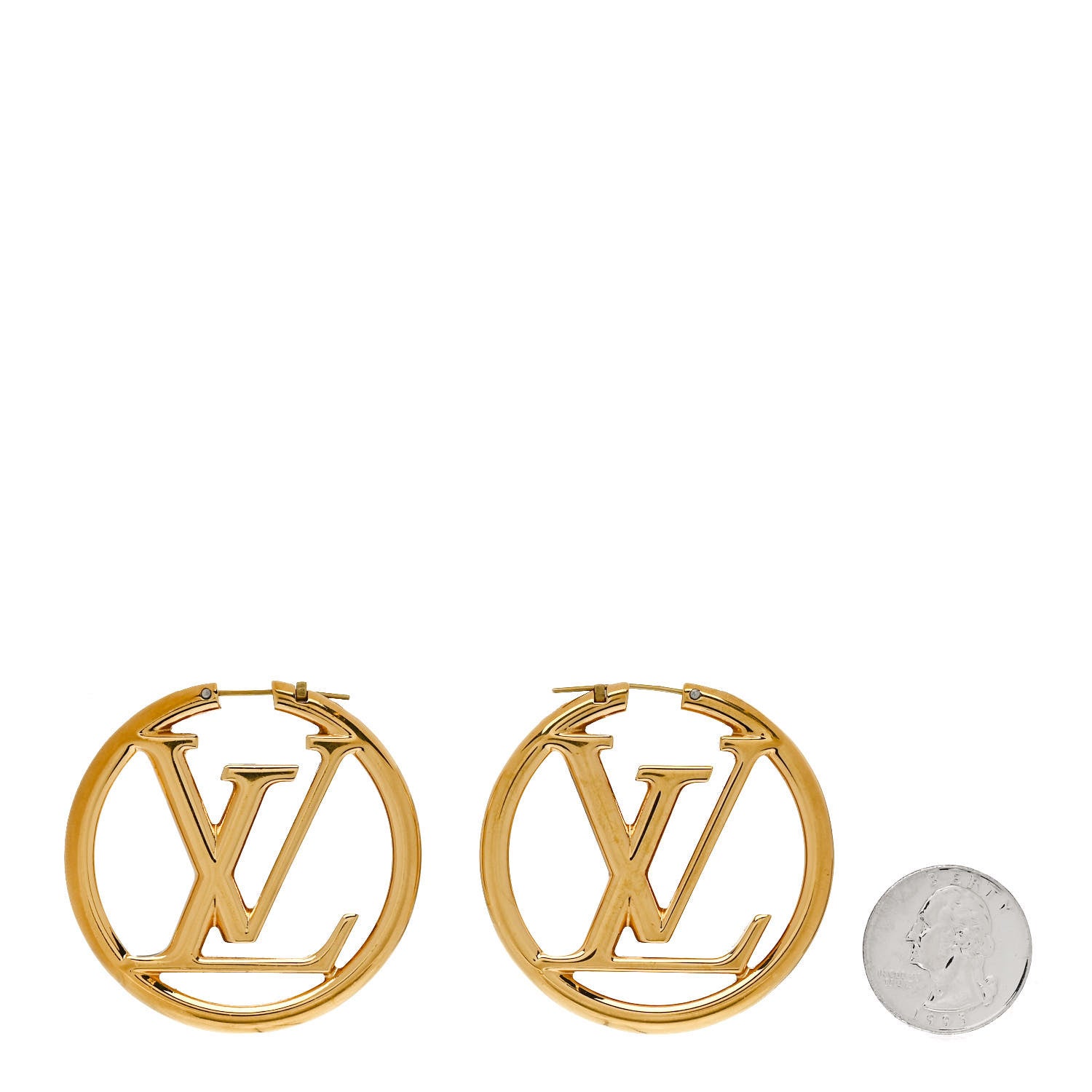 Louis Vuitton Metal Louise Hoop Earrings Gold 2 of 5