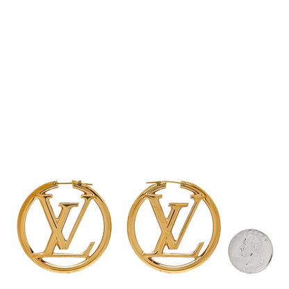 Louis Vuitton Metal Louise Hoop Earrings Gold 2 of 5