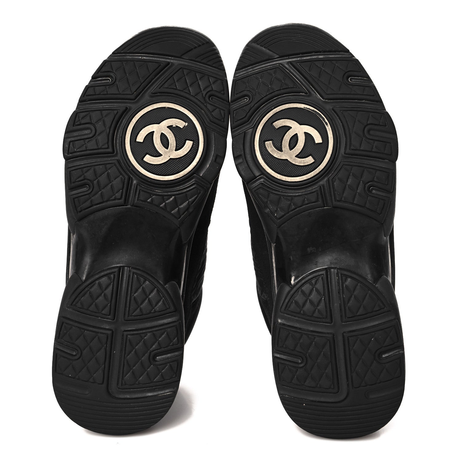 Chanel Nylon Calfskin Suede CC Sneakers 39 Black 1670070