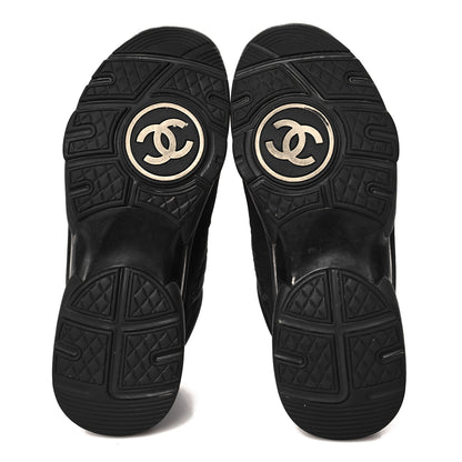 Chanel Nylon Calfskin Suede CC Sneakers 39 Black 6 of 8