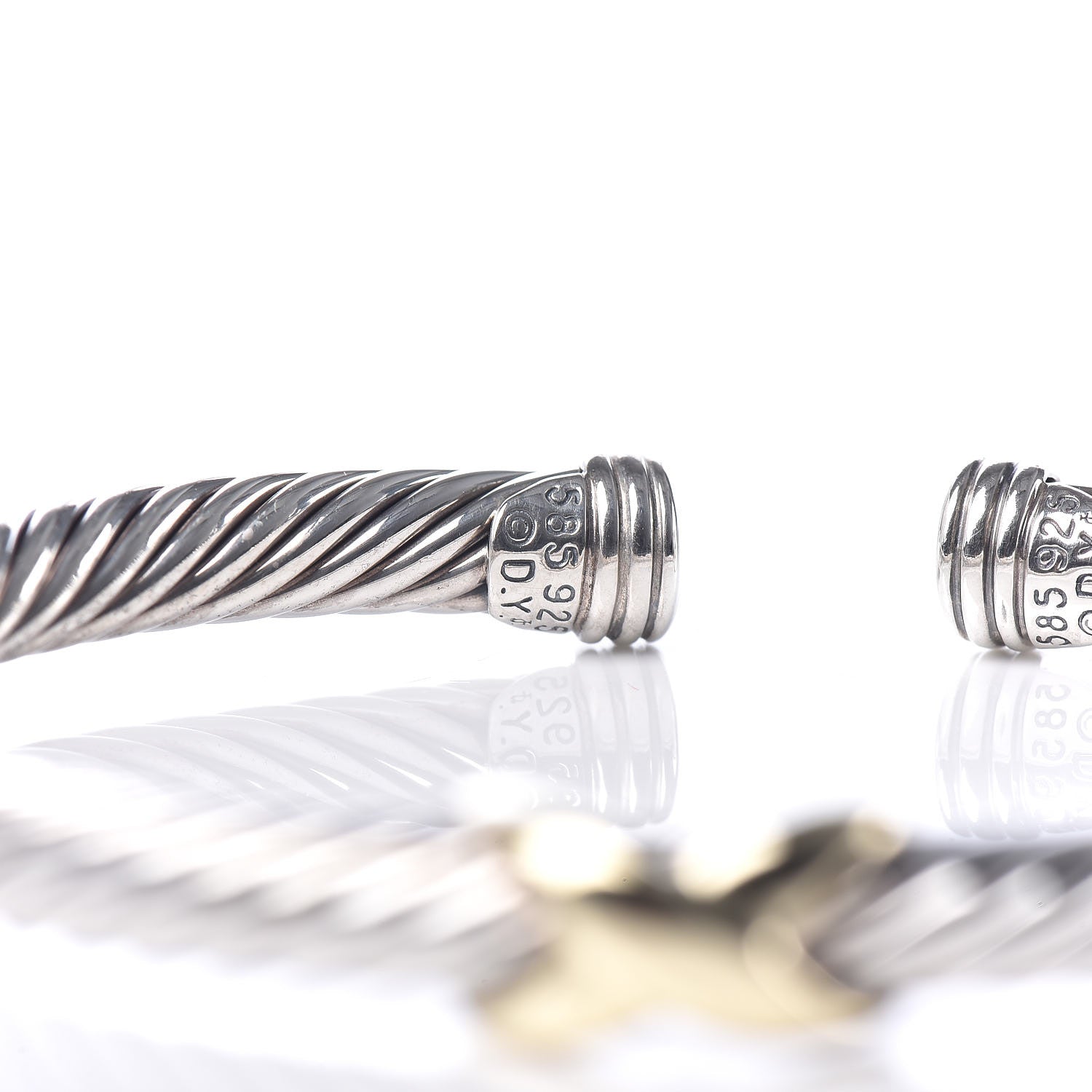 David Yurman Sterling Silver 14K Yellow Gold 5mm X Station Cable Bracelet 4 of 5