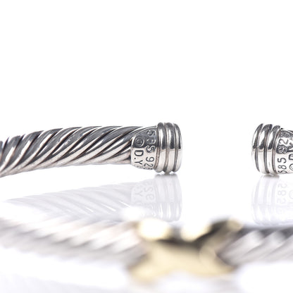 David Yurman Sterling Silver 14K Yellow Gold 5mm X Station Cable Bracelet 4 of 5