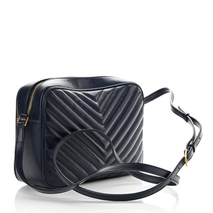 Saint Laurent Calfskin Matelasse Monogram Lou Camera Bag Deep Marine 3 of 12