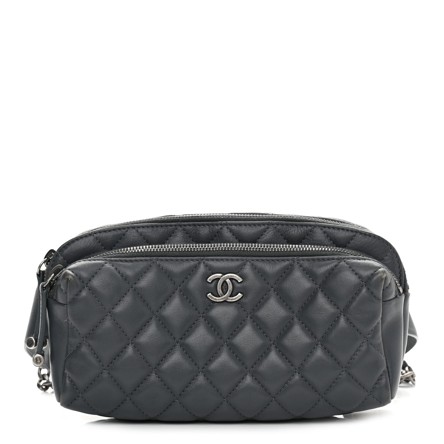 Calfskin Quilted Waist Bag Dark Grey