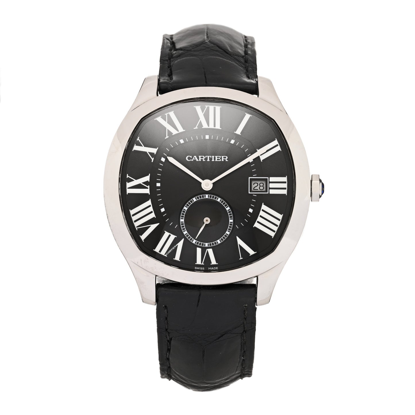 Stainless Steel Alligator 41mm Drive De Cartier Automatic Watch Black