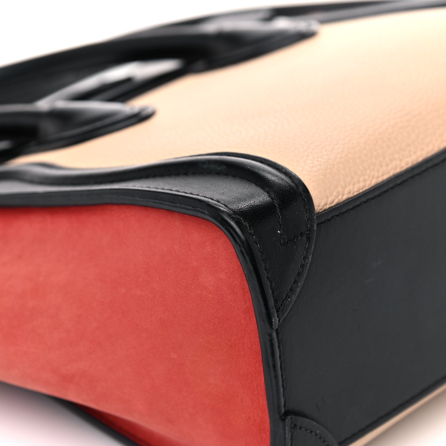 Celine Drummed Calfskin Nubuck Nano Tri-Color Luggage Ruby 13 of 19