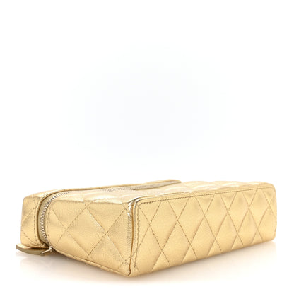 Chanel Metallic Caviar Quilted Top Handle Slim Vanity With Chain Gold 4 of 10