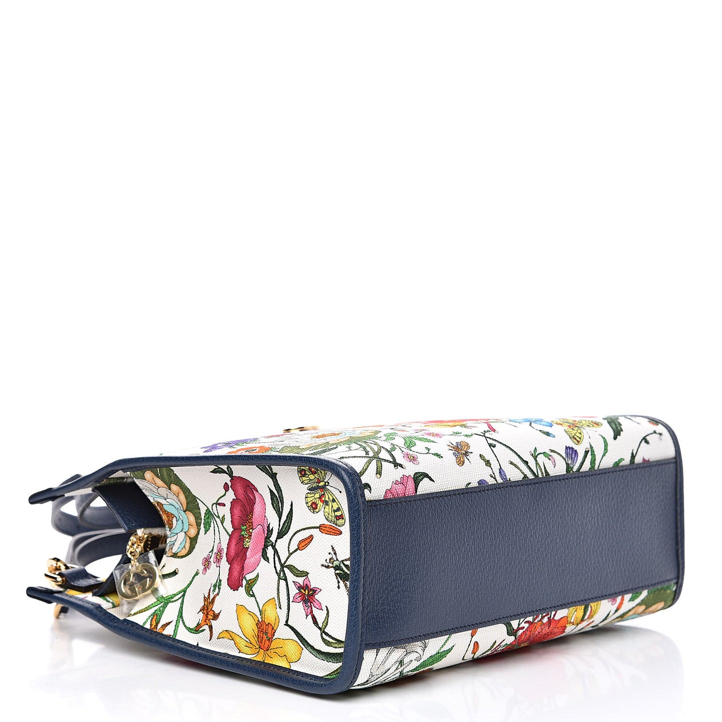Canvas Medium Flora Tote White Multicolor Blue Agata