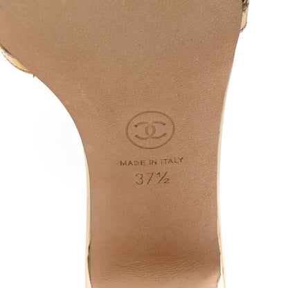 Chanel Mirror Calfskin CC Sandals 37.5 Gold 7 of 10