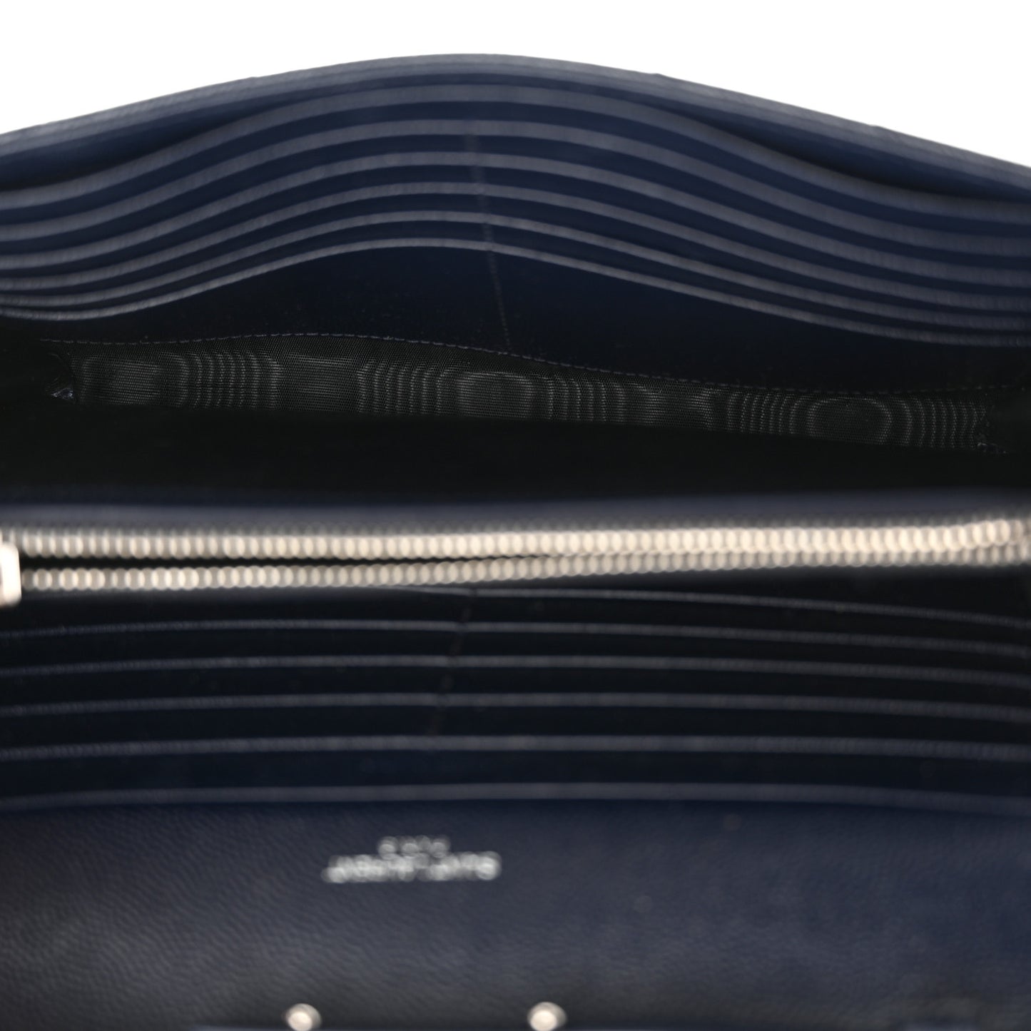 Grain De Poudre Matelasse Chevron Monogram Chain Wallet Deep Marine