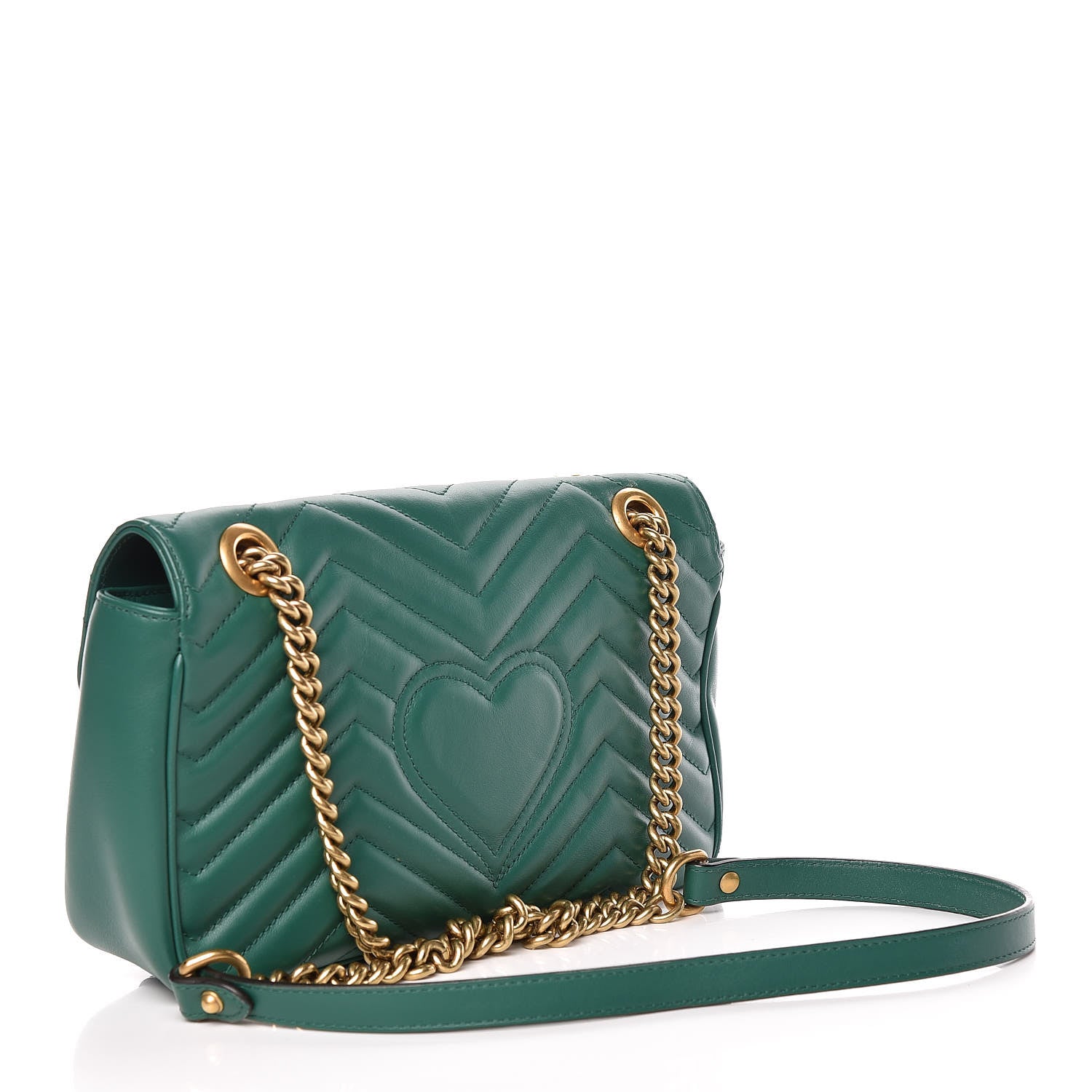 Gucci Calfskin Matelasse Small GG Marmont Shoulder Bag Emerald Green 3 of 12