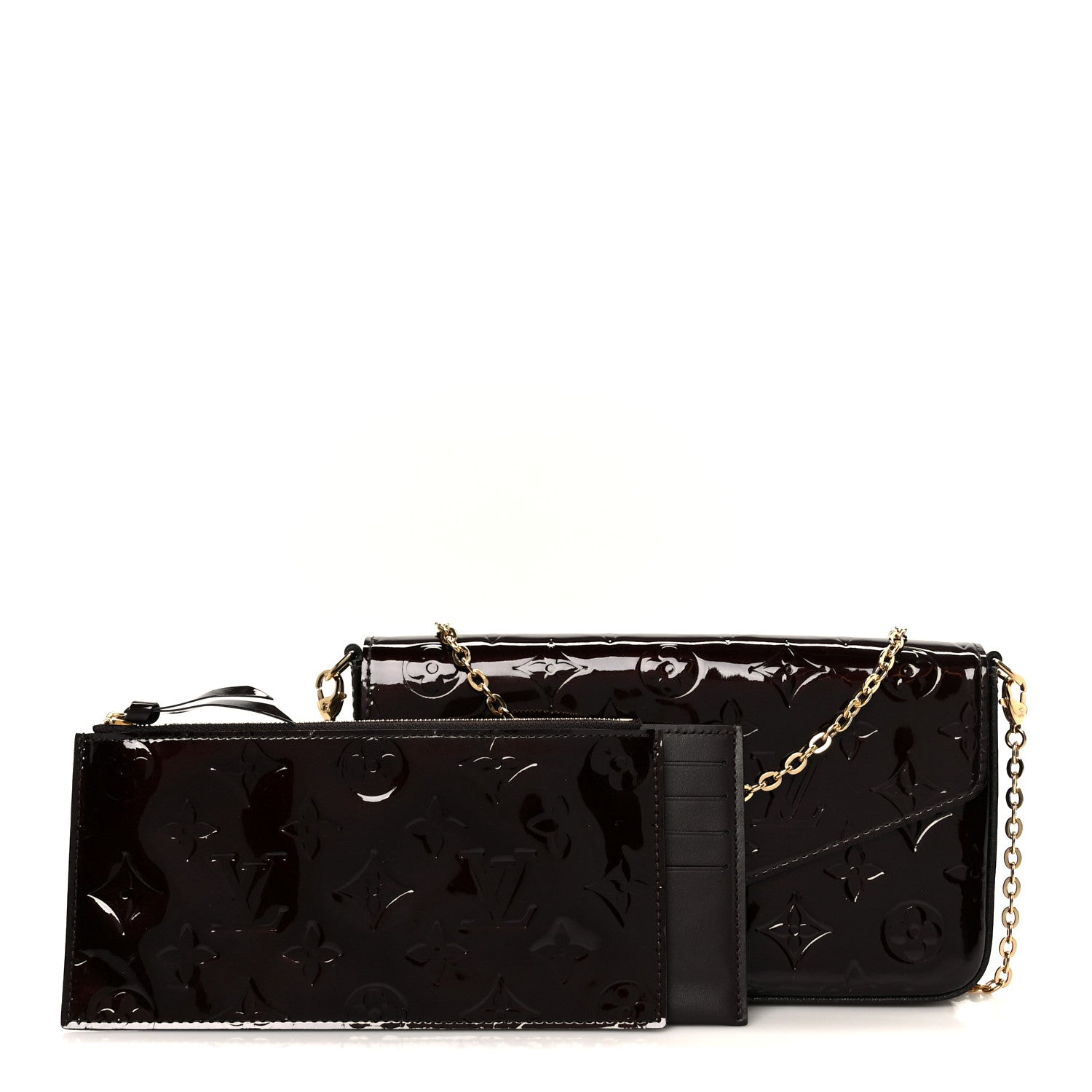 Louis Vuitton Vernis Pochette Felicie Chain Wallet Amarante 3 of 16
